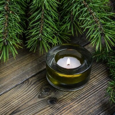 Decoração de Natal vela mesa arvore pinheiro